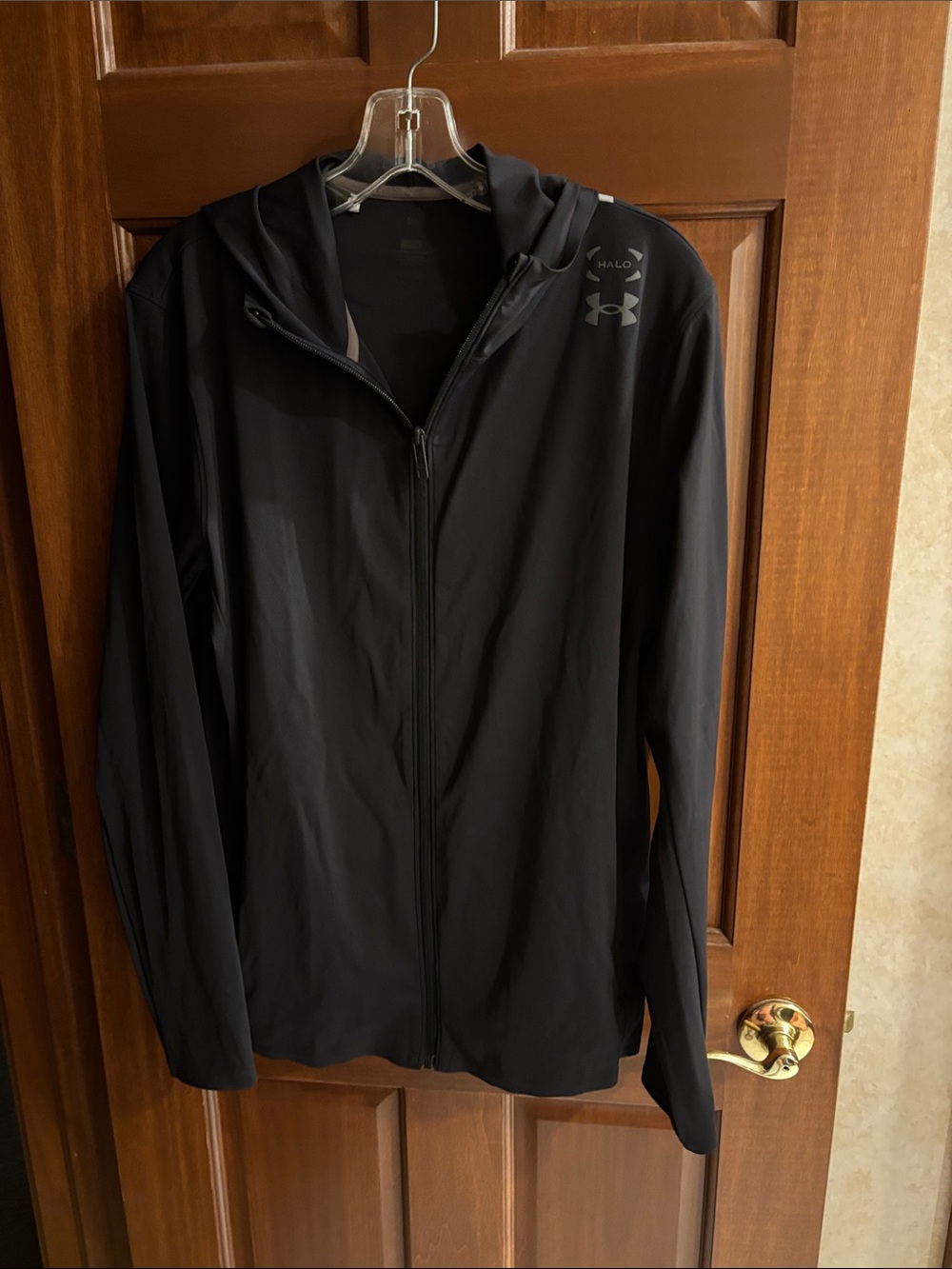 Under Armour Men's Halo Black Full-Zip Lightweight Hooded Jacket, Size Large